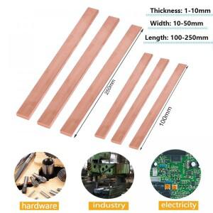 1pcs T2 순수 빨간색 구리 플랫 금속판 바 두께 11.5234568mm 길이 100250mm 버스
