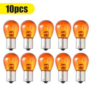 10pcs2pcs 자동차 표시 등 브레이크 역방향 램프 주차 조명 LED 전구 1156 BAU15S PY21W 12V 앰버 노란색