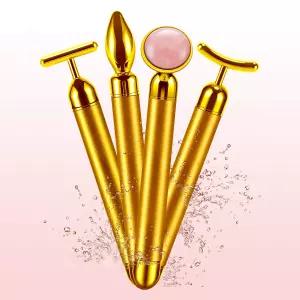 당산 4-in-1 페이스 마사지 롤러 24k 골든 얼굴 마사지기 피부 관리 도구용 팔 눈 코