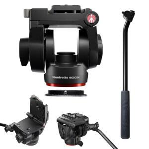 미러리스 카메라용 Manfrotto 500X 유체 비디오 헤드, 5kg 페이로드, 플랫 베이스, 퀵 릴리스 슬라이딩 플레이트, 수직 및 수평 촬영, 콘텐츠 크리에이터 소셜 미디어 비디오에 이상적입니다