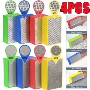 다이아몬드 핸드 폴리싱 패드 타일 유리 연마 그라인딩 블록 스톤 대리석 세라믹 샌딩  도구 4 개 1