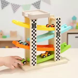 탑브라이트 레이싱 카롤러 원목 자동차 미니카 트랙 레일 블록 롤러코스터 주차타워 경주놀이