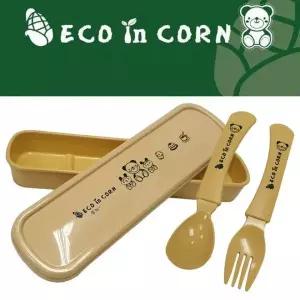 휴대용 옥수수 식기 스푼 포크 케이스 포함 캠핑용 컵 받침