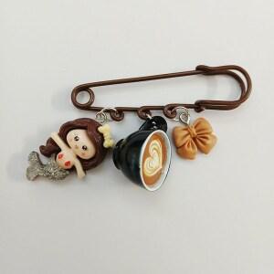 베라킴 인어공주 카페라떼 옷핀브로치 핸드메이드