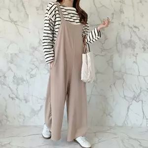 [신상오픈런]|KHP9508|여성 폴리스판 루즈핏 와이드 민소매 점프수트