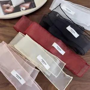 오간자 시스루 롱 스카프 무지 슬림 타이 여름 목걸이 넥타이