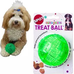 스팟 듀라 브라이트 간식 볼 - 내구성이 뛰어난 TPR 고무 인터랙티브 슬로우 피더 퍼즐 볼로 만든 디스펜싱