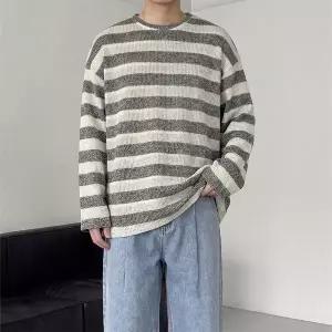 스트라이프 얇은 그물 니트 3color