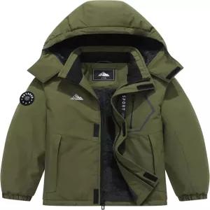 QUCOOM 남아용 방수 스키 재킷 겨울 따뜻하고 방풍 후드 코트