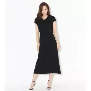 [의류] 여성 3컬러 니트 봄가을 허리끈 카라 민소매 롱원피스