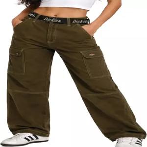 디키스 여성 카고 팬츠 - 하이웨이스트 크롭 스트레이트 레그 릴렉스 핏 스트레치 트윌 캐주얼 유틸리티