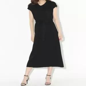 [의류] 여성 3컬러 허리끈 울 니트 민소매 카라 롱원피스