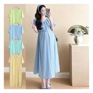 여성 빅사이즈 플리츠 원피스 1P 임부복 반팔 치마 반팔원피스 반팔롱원피스 임산부원피스 여름임산부원피