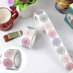 파스텔 색상 원형 선물 포장 땡큐 감사 스티커 500P