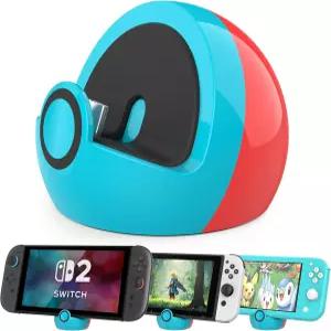 닌텐도 스위치 2/라이트/OLED 콘솔용 하이잉 충전 도크 클래식 색상의 네온 블루 및 레드 휴대용 도킹