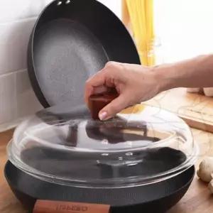 내열유리 뚜껑 24cm 우드손잡이 세척이편한 프라이팬 투명 냄비 후라이팬