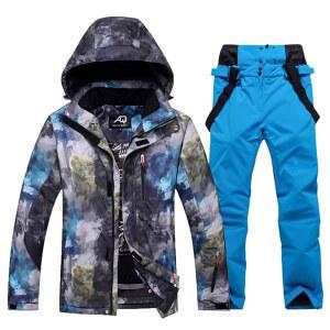COME WONKA 세트 재킷 스키 남성용 아웃도어 스노우보드 블루 수트 방수