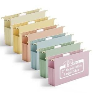 ANSOOK 추가 플라스틱 12팩 걸이 색상 사무실 파일 확장 5.1CM(2인치) 홈 박스용 캐비넷 폴더, 폴더 걸이식 용량 사이즈, 파스텔 튼튼한 리갈 정리함 프레임