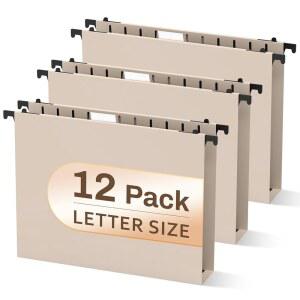 레터 사이즈 걸이식 걸이 파스텔, 폴더 포함 폴더, 파일 확장 홈 오피스용 5.1CM(2인치) 컬러 12팩 캐비닛용 핑크,