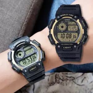 카시오 AE-1400WH-9A 군인 스포츠 남성 우레탄 디지털 손목 시계