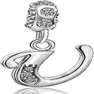 JMQJewelry 이니셜 A-Z 알파벳 글자 매력 당글 크리스탈 여성 구슬 팔찌 엄마 딸 아내 자매 할머니 보석