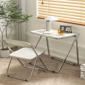 북유럽 아크릴 투명 접이식 테이블 의자 세트 휴대용 공부 책상