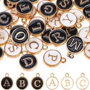 주얼리 제작을 위한 104 PCS 레터 참 - 양면 알파벳 및 목걸이 팔찌를 이니셜