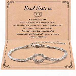 여성용 미러티미아 우정 팔찌 최고의 BFF 친구 선물 갈렌타인 데이 주얼리 실버 러브 매듭 베스티 자매