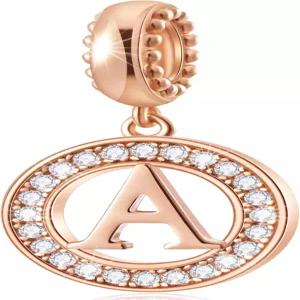 차윈 이니셜 A-Z 레터 참 구슬 알파벳 로즈 골드 정통 925 스털링 실버 핏 판도라 팔찌 목걸이 여성용 서클