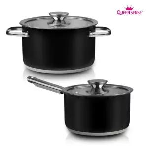 2종 IH냄비 3중구조바닥 스텐 세트 블랙