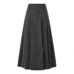 미니멈 에브리데이 클래식 핀스트라이프 플리츠 롱 스커트 EC1WH007D