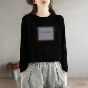 PVNQBTX012 빅 사이즈 봄가을 키작녀 세미크롭 루즈핏 티셔츠