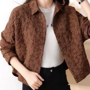 겨울 입체 플라워 패턴 로맨틱 셔츠 자켓 점퍼 아우터남성 여성블라우스 남방 보라색 흰색 스트라이프 체크