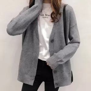 여성 브이넥 베이직 니트가디건 심플디자인 오피스룩겨울 볼레로 오버핏 숏가디건 교복 아가일 여자 할머니