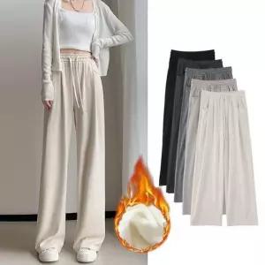 여자 겨울 기모 플리스 소재 와이드 스타일 홈웨어 간편 외출 밴딩 바지추리닝 츄리닝 트레이닝팬츠 운동복