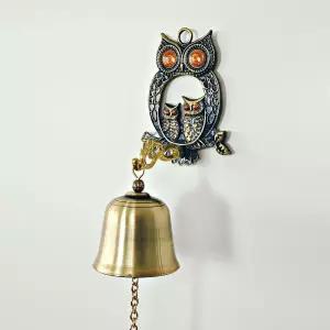 가족 부엉이 풍수 문종 도어벨 현관 풍경장식 딸랑이 출입 사무실 유치원 어린이집 황동 가게오픈선물 미니