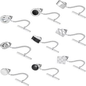 결혼식 파티 비즈니스 주얼리를 위한 체인 타이 택 클러치가 있는 남성용 Ofeiya 9Pcs 핀