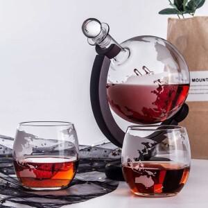 유리 글로브 모양의 디캔터, 위스키 세트, 붕규산 스파클링 와인 병, 칵테일 디스펜서