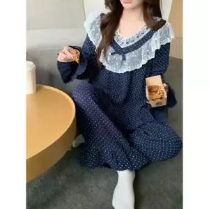 가을 커플 잠옷세트 배기 코튼 더블 원사 긴팔 실내복 OP3