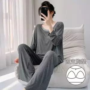 가을 잠옷세트 가능 부착 더블 아우터 패드 긴팔 커플 실내복 파자마 백 OP3