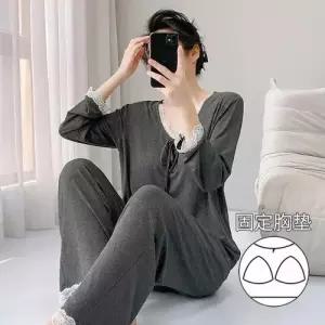 가을 커플 잠옷세트 파자마 긴팔 더블 백 패드 부착 실내복 아우터 가능 OP3