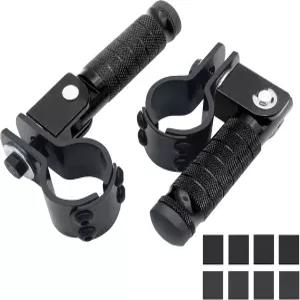 M8 모터사이클 CNC 알루미늄 90도 접이식 리어셋 오토바이 풋레스트 자전거 풋페그 페달 유니버설(블랙)