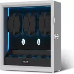 XTELARY 잠금식 자동 시계 와인더 - 4/6/8/12 보관 4가지 회전 모드 조용한 모터 백라이트