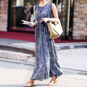 [라일리여성의류] Rly 원컬러 포인트 디자인 민소매 롱 원피스 기본원피