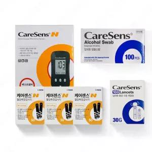 케어센스N 혈당측정기 시험지160매+침110개+알콜솜100매 당뇨 당 체크기 검사기 세트