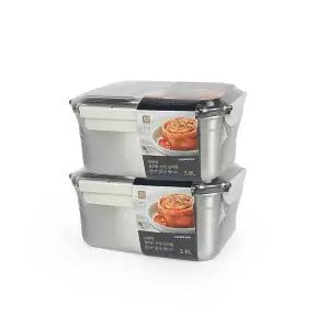 [락앤락] 숨쉬는 스텐 김치통 직사각 3.8L x 2개