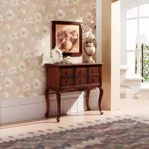 [퍼니프랑] 수입 유럽형 빈티지 엔틱가구 TR 20 6서랍 우드 컬러 화장대 콘솔