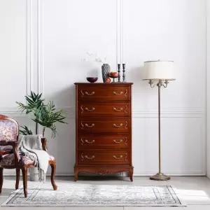 [퍼니프랑] 수입 유럽형 빈티지 엔틱가구 TR 38 5단 우드컬러 엔틱 수납 서랍장