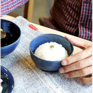 홈파티 프레이팅용 로열블루 도자기 밥공기 사기그릇 깨끗 행복 부엌