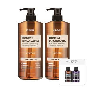 쿤달 네이처 샴푸 화이트머스크 1058ml, 2개+증정(샴푸 일랑일랑 100ml, 1개+트리트먼트 일랑일랑 100ml, 1개)